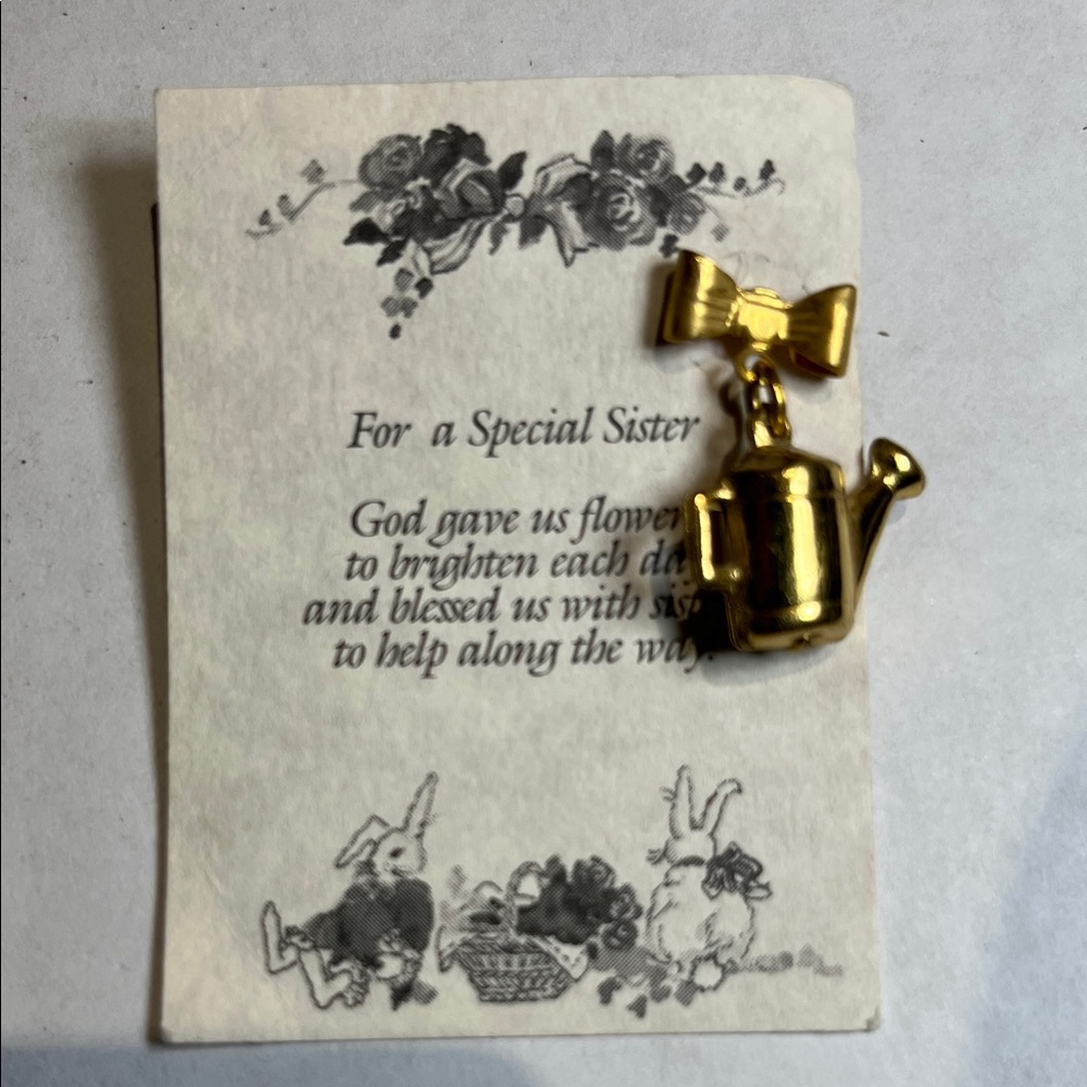 Gold Watering Can Brooch